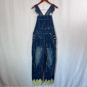 Kate Hewko NWT Paint Splatter Denim Blue Jean Overalls Size S